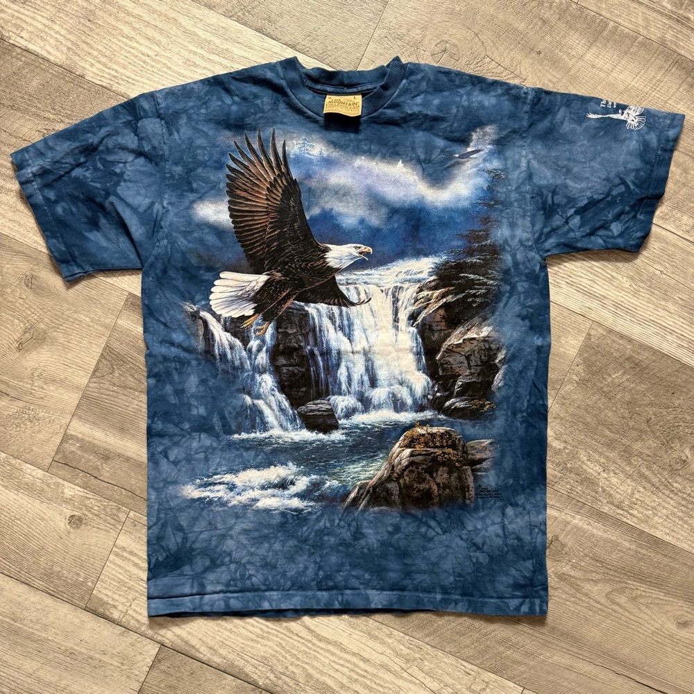 Vintage 2000 Blue Tie Dye The Mountain Bald Eagle T-Shirt